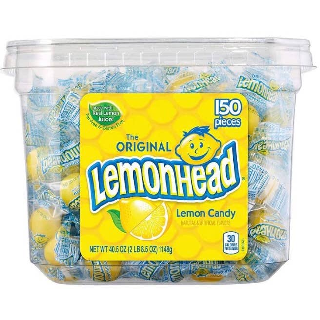 Dose „Lemonheads 🍋“ Thekeneinheit 150 Stück – Seit 1962 für den Großhandel von O'Shea's Candies Sweet Shop