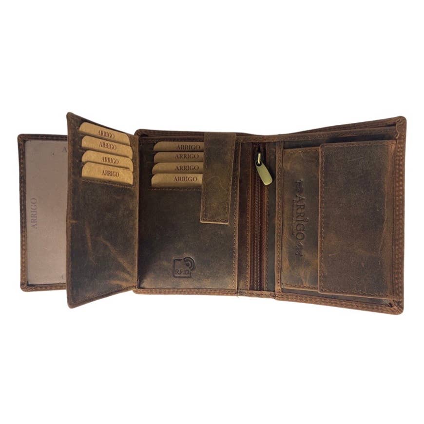Arrigo - Vente Portefeuille – homme - Portefeuille homme en cuir de buffle - Portefeuille pliant - Protection RFID9