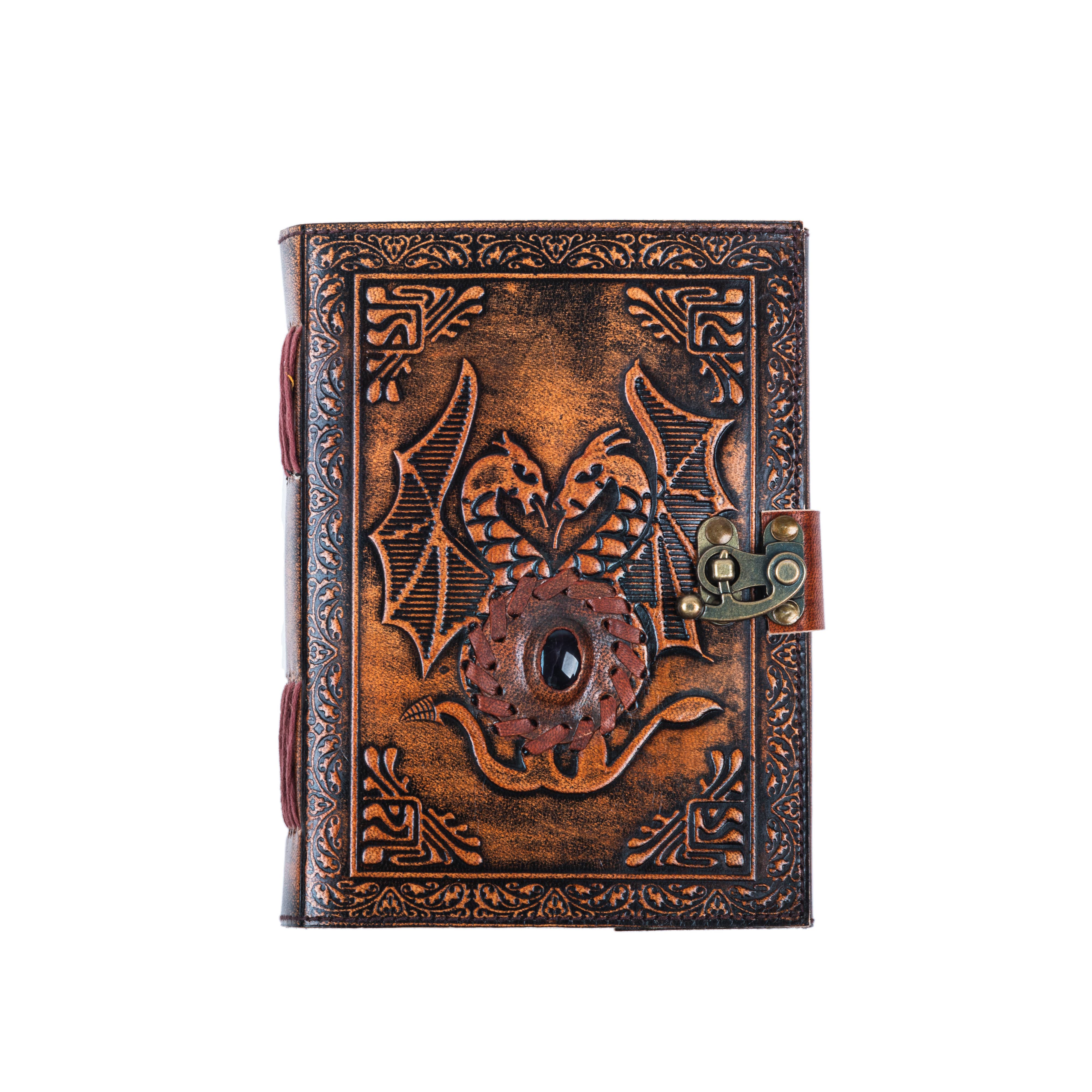 R K Handicrafts and Exporters - Wholesale Journal/Diary - Leather Notebook with Stone Dragon Embossed Travel Journal 4