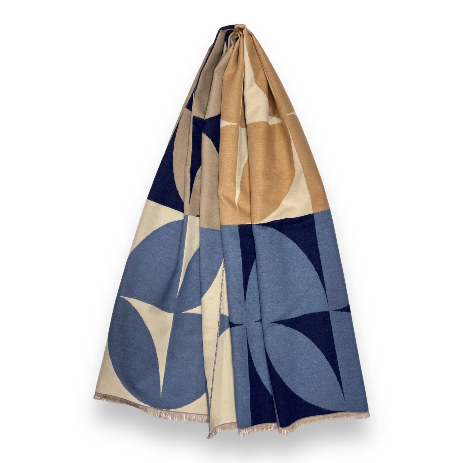 London Scarves - Wholesale Scarf - Women's - Retro print on cashmere blend scarf finished with fringes5