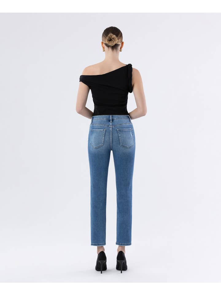 DEFEAT HIGH RISE SLIM STRAIGHT JEANS T5883 for wholesale on Faire