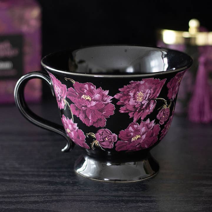 Dark Romance Floral Print Teacup for wholesale by WONDER IMPORTS AUSTRALIA