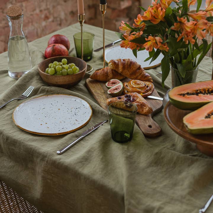 Linen Spells - Wholesale Tablecloth - Olive Green Linen Tablecloth1