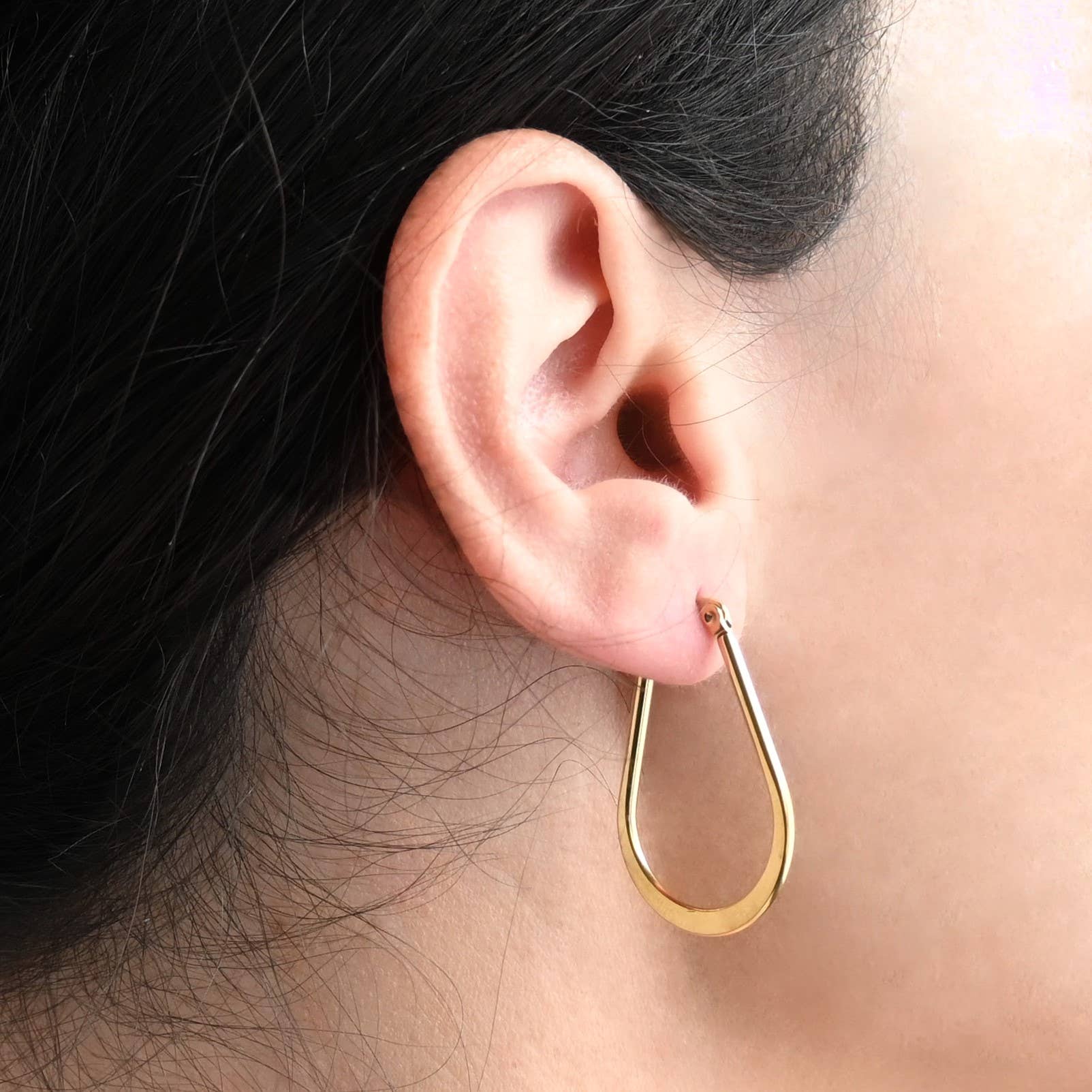 Blueyejewelry – Großhandel Hoops – Flat Teardrop Hoops — wasserdichte, dünne ovale Creolen 6