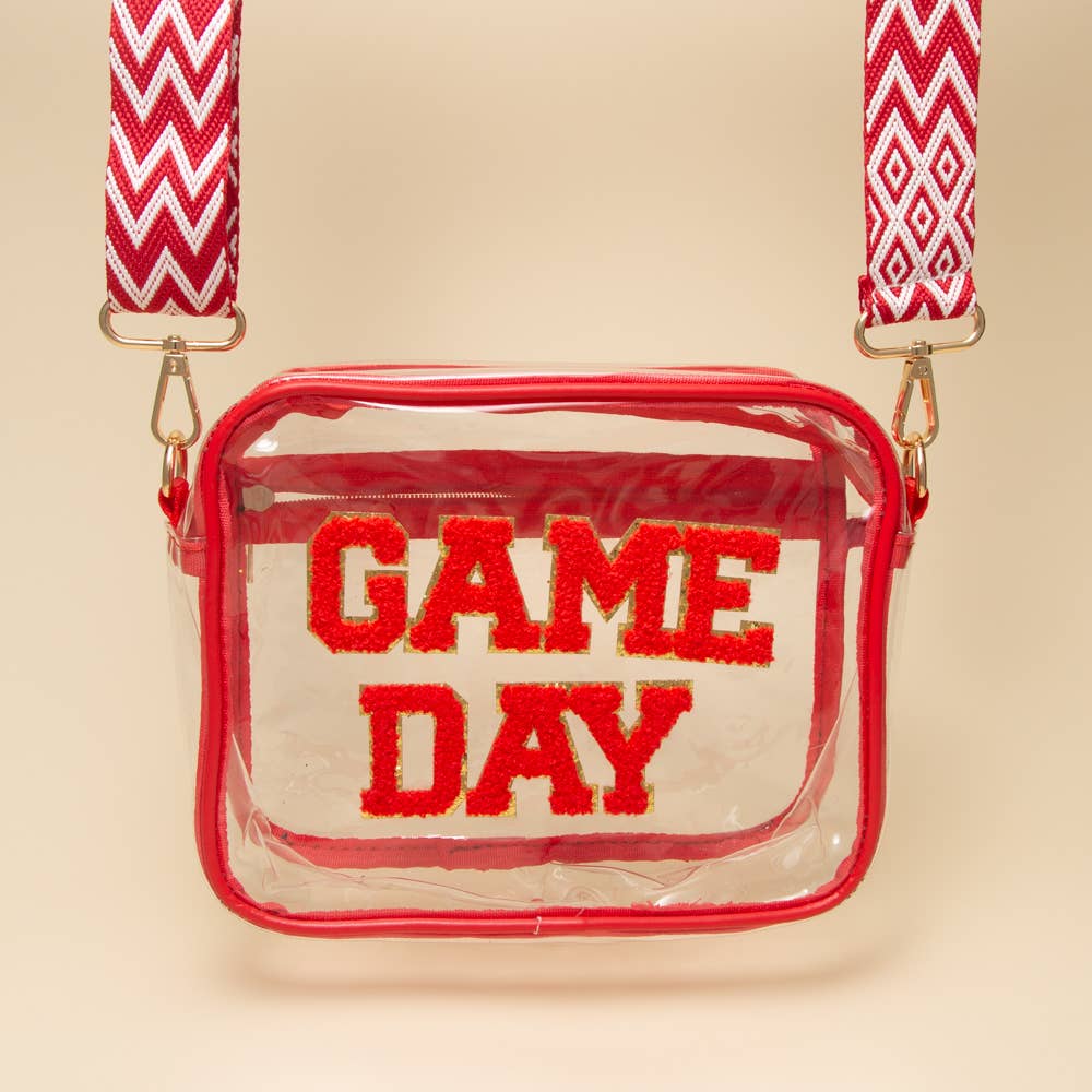 SP Sophia Collection - Wholesale Crossbody Bag - Women's - “Game Day” Fuzzy Chenille Clear Crossbody Bag6