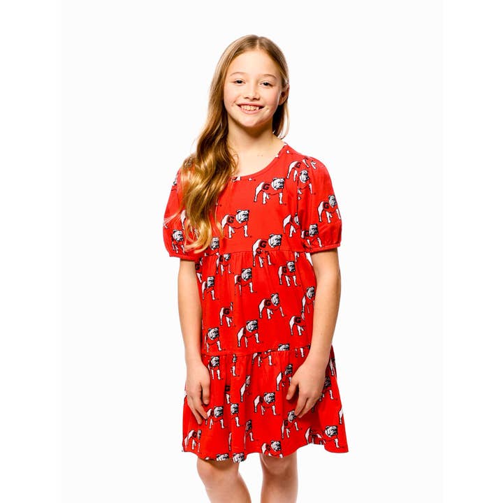 The Georgia Bulldogs Girls Tiered Dress for wholesale by Stewart Simmons