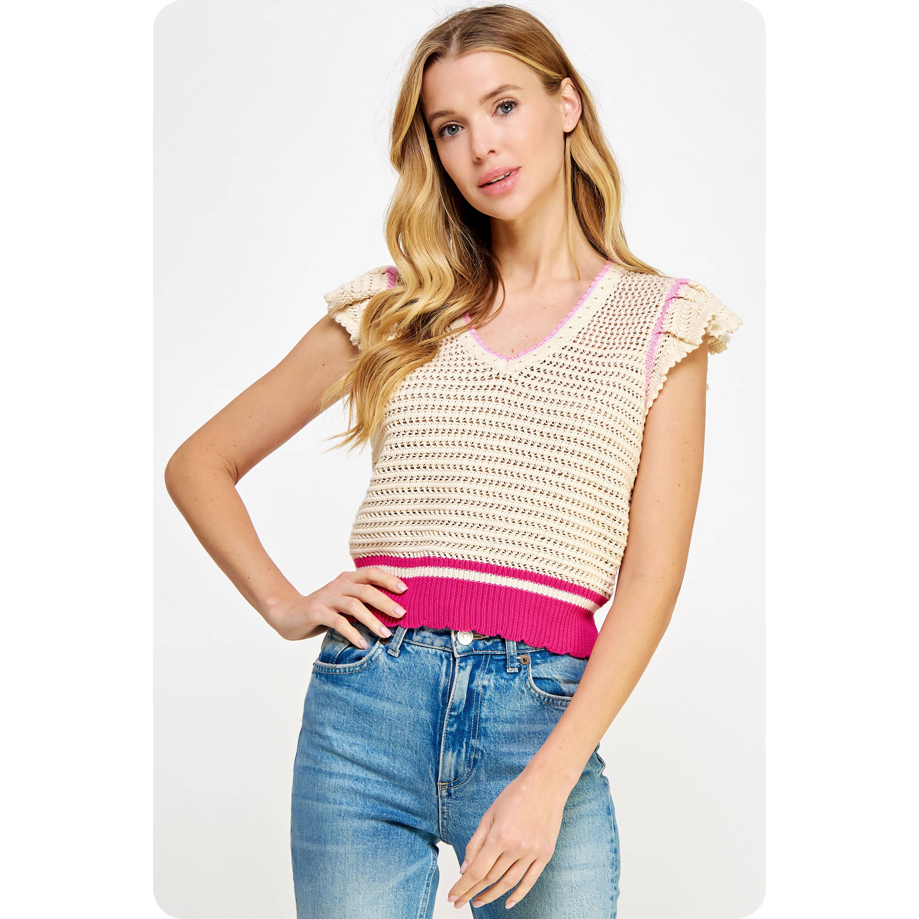 Strut & Bolt - Vente Haut en maille – femme - Haut en tricot à tissage ouvert au crochet11