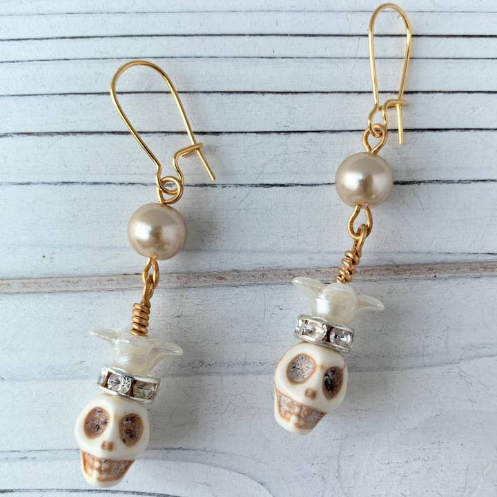 Corpse Bride Skull Earrings for wholesale by Lenora Dame