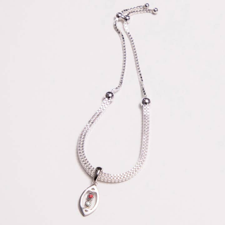 Bracelet Open Football - Saphir rouge et blanc pour la vente par AVID Sports Jewelry