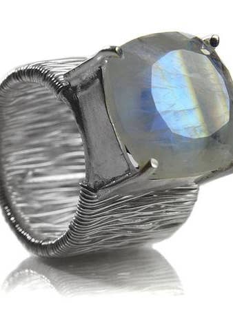 Italian Step Ladder with Stone Ring White Moonstone for wholesale by Sikara & Co.