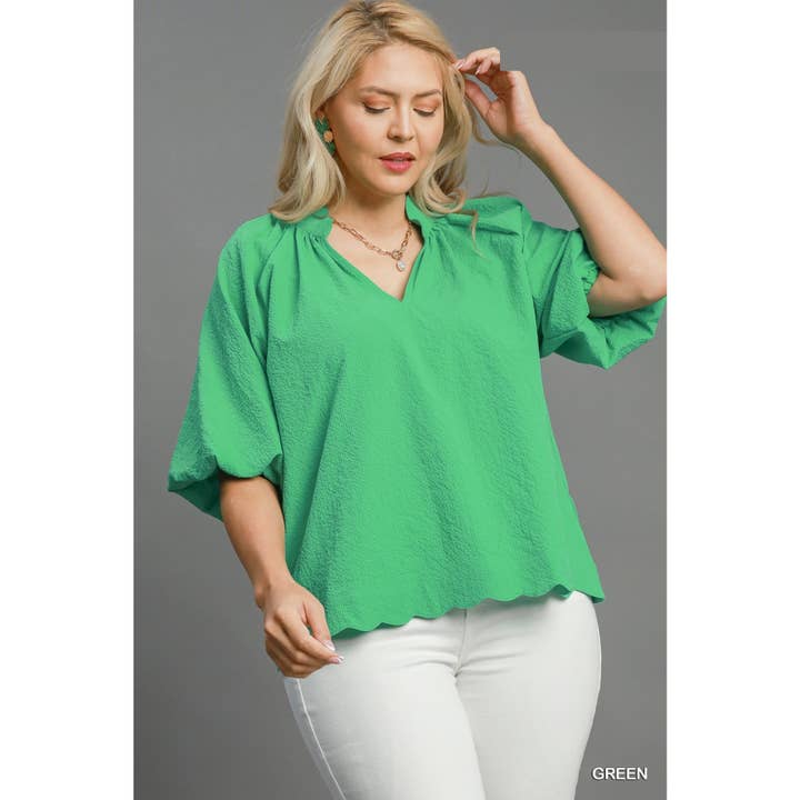 PLUS Bubbled Sleeved Top for wholesale by STYLE USA