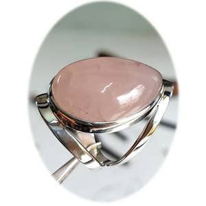 Wisdom Large Stone Sterling Ring - Rose quartz for wholesale by Crystal Earth Sterling