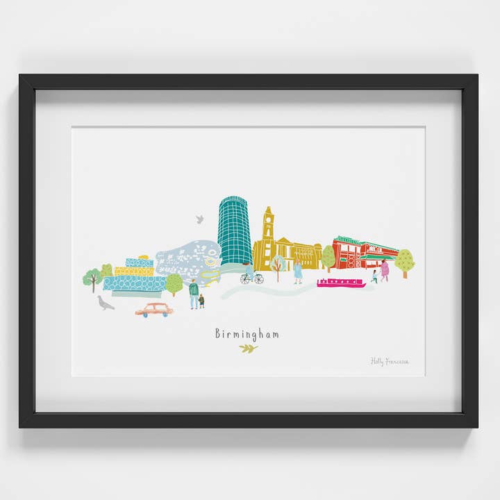 Birmingham Skyline Cityscape - A3 Print for wholesale by Holly Francesca