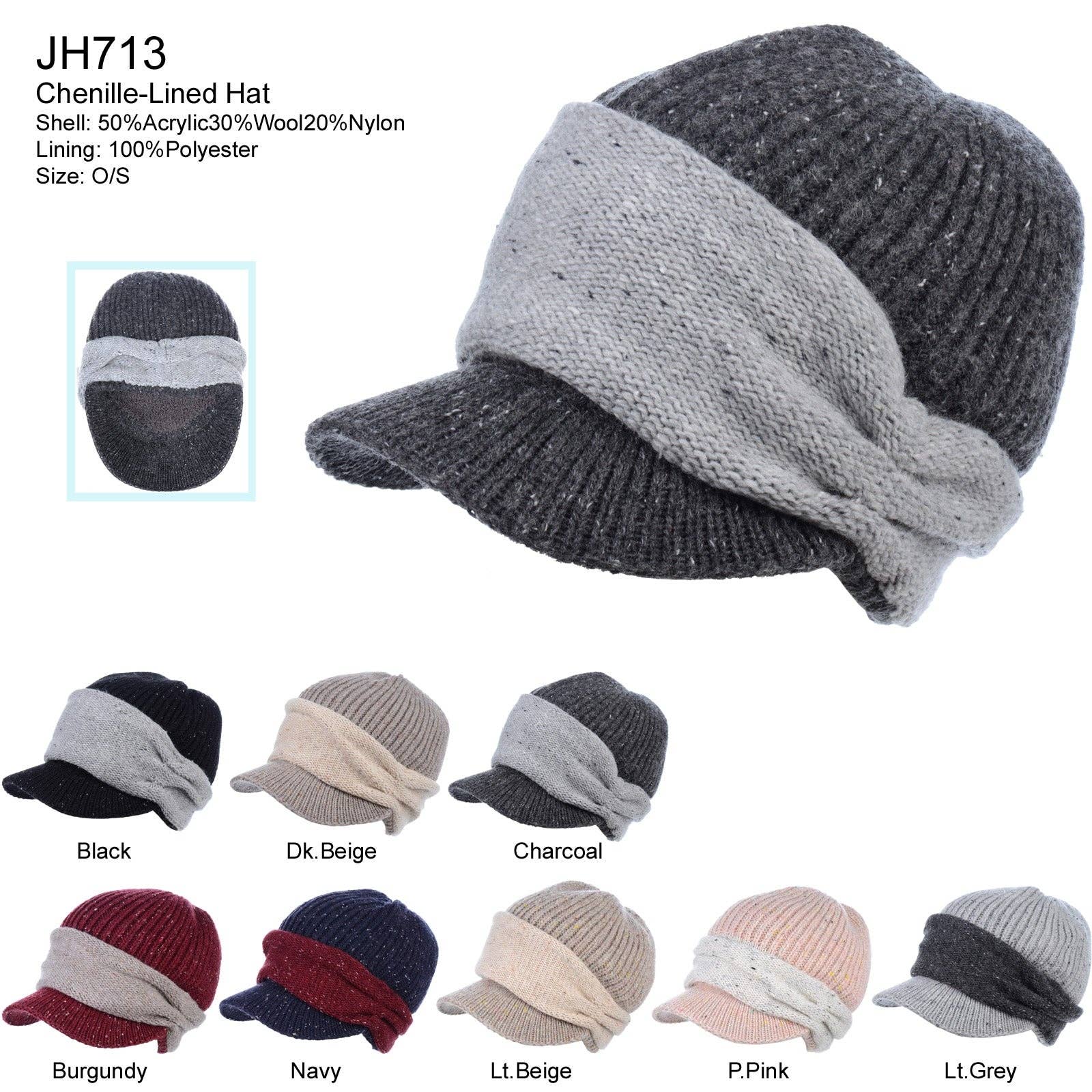 Jasper Trading LLC – Gorro - Mulher por atacado – JH713 - Gorro de malha com viseira de boina de uma dúzia0
