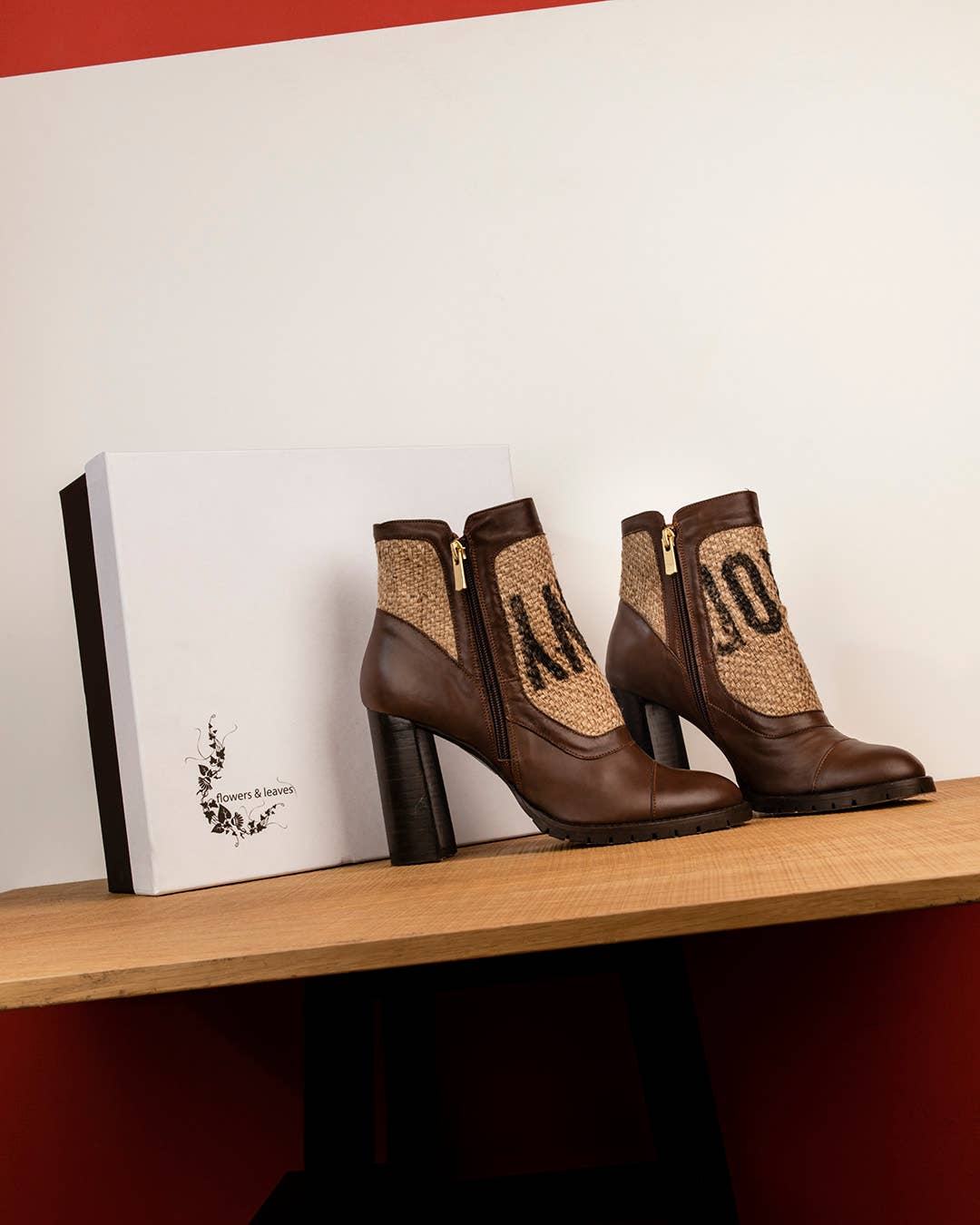 BROWN Coffee Burlap Ankle Boots for wholesale on Faire5