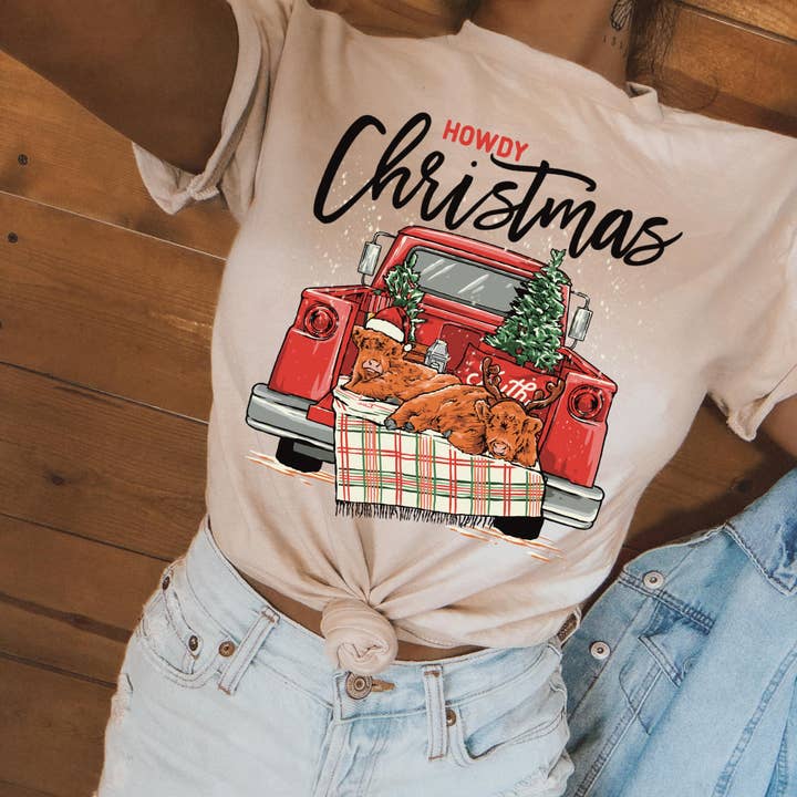 Buckin Barn Wholesale - Vente T-shirt sérigraphié – femme - Bonjour Noël