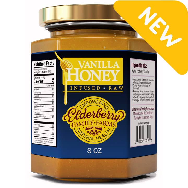 Mel cru com infusão de baunilha por atacado de Elderberry Family Farms