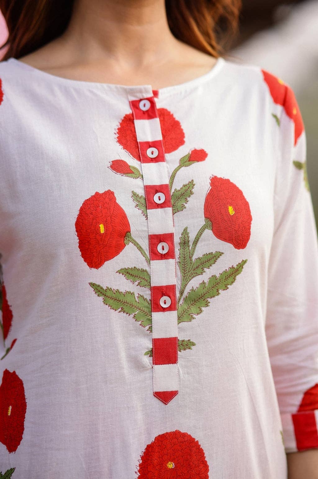 House of Amaya – wholesale Top & pants set (NOT Loungewear) – Women's – Abeer Red Poppy Straight Fit Kurta Pant Set4