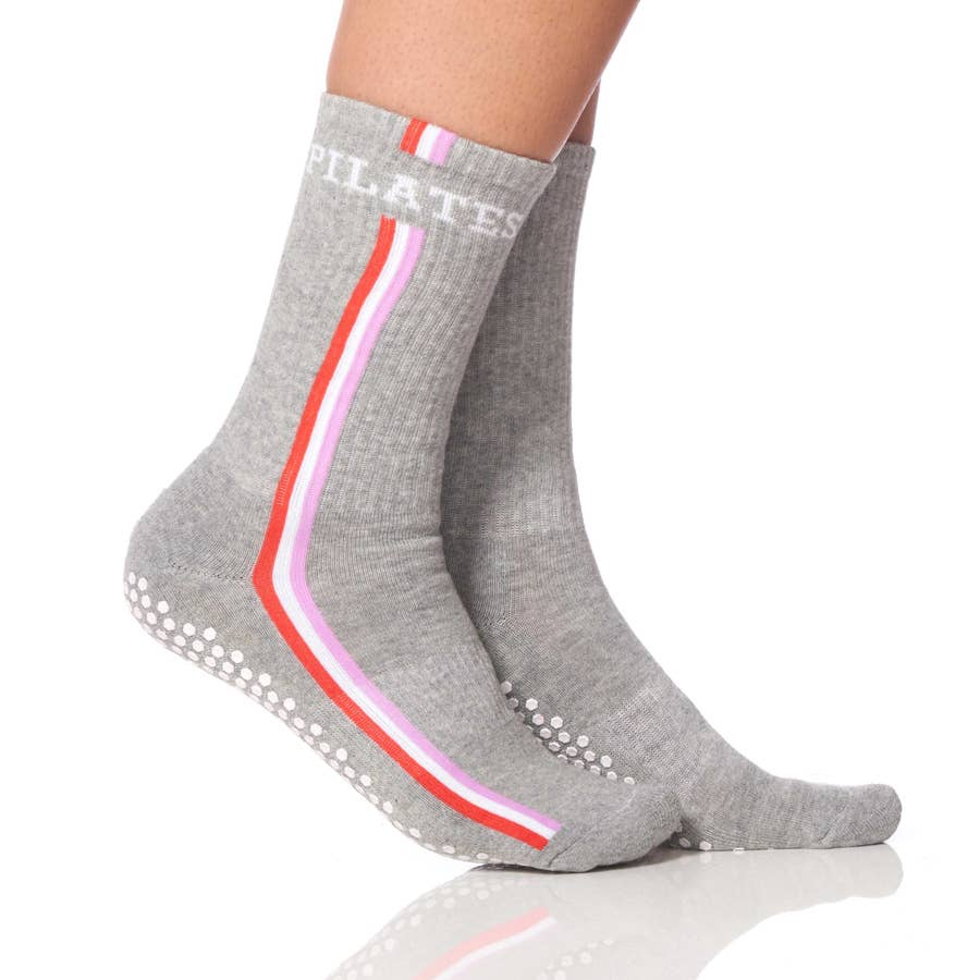 Pink Crew Grip Socks  Non-Slip Yoga & Pilates - Cheeky Winx
