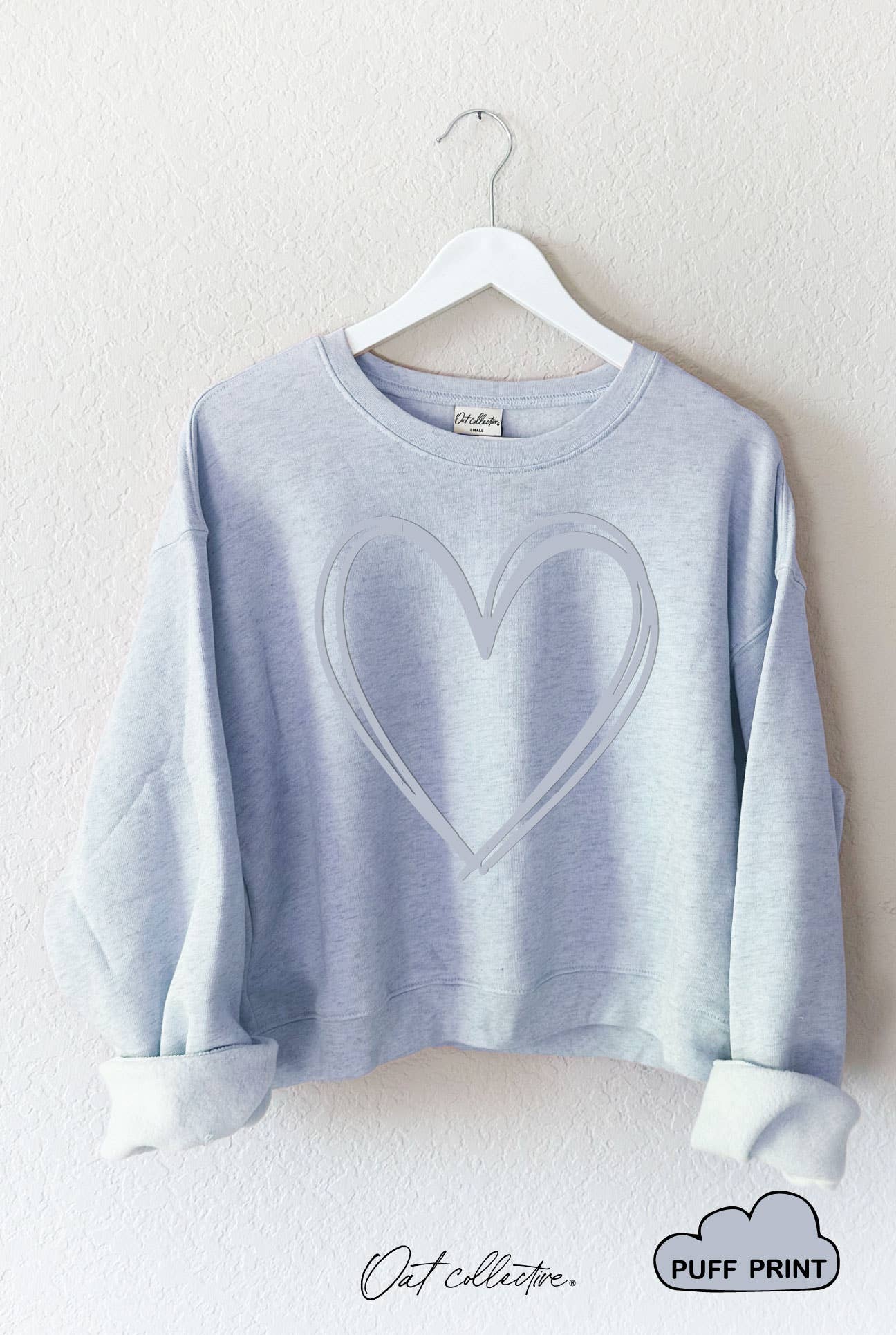 OAT COLLECTIVE - Wholesale Graphic Sweatshirt - Women's - HEART PUFF Mid Graphic Sweatshirt7