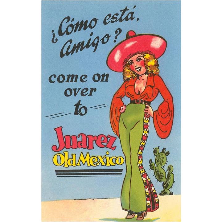 Found Image Press - Wholesale Sticker - Sticker MX-200 Buxom Cartoon Senorita, Juarez, Mexico