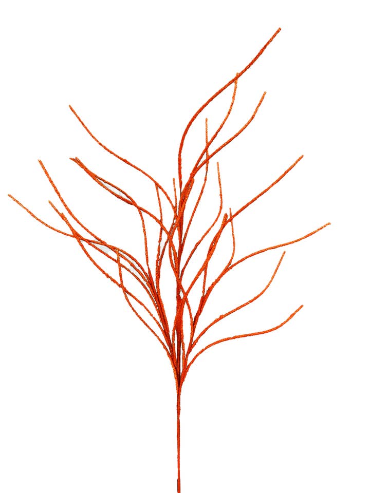 Glitter Twig Spray H30 - 63745OR for wholesale by General Wholesale Inc