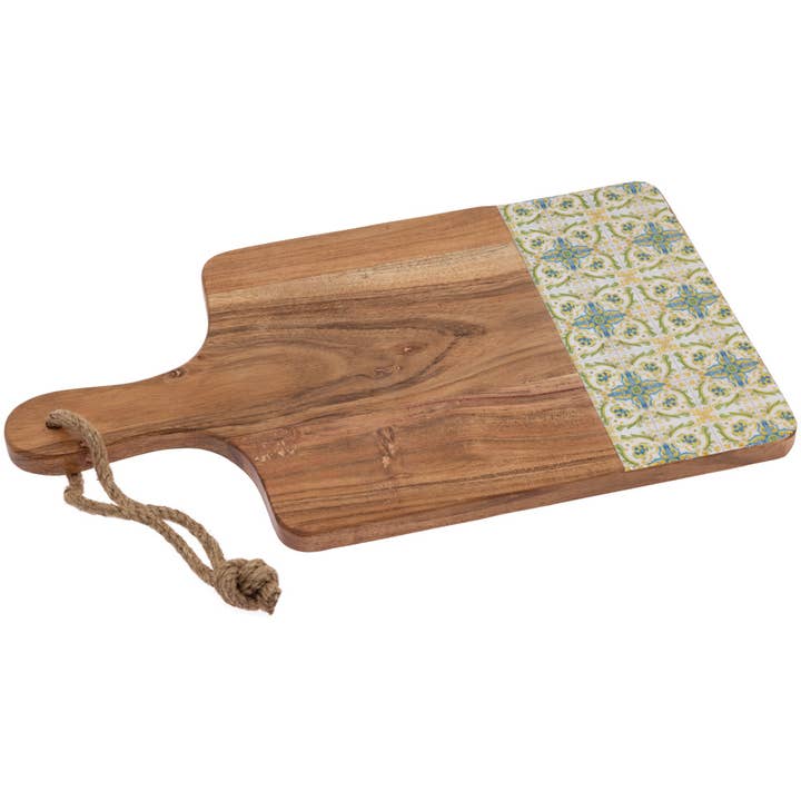 Boston International - Wholesale Cutting Board - 16" Lenger Tile Wood Cutting Board Mango Wood & Enamel