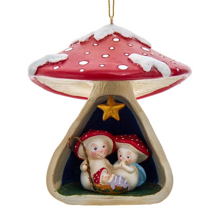 Kurt S. Adler, Inc. - Wholesale Ornament - 4"MERRY LITTLE MUSHROOM NATIVTY ORN