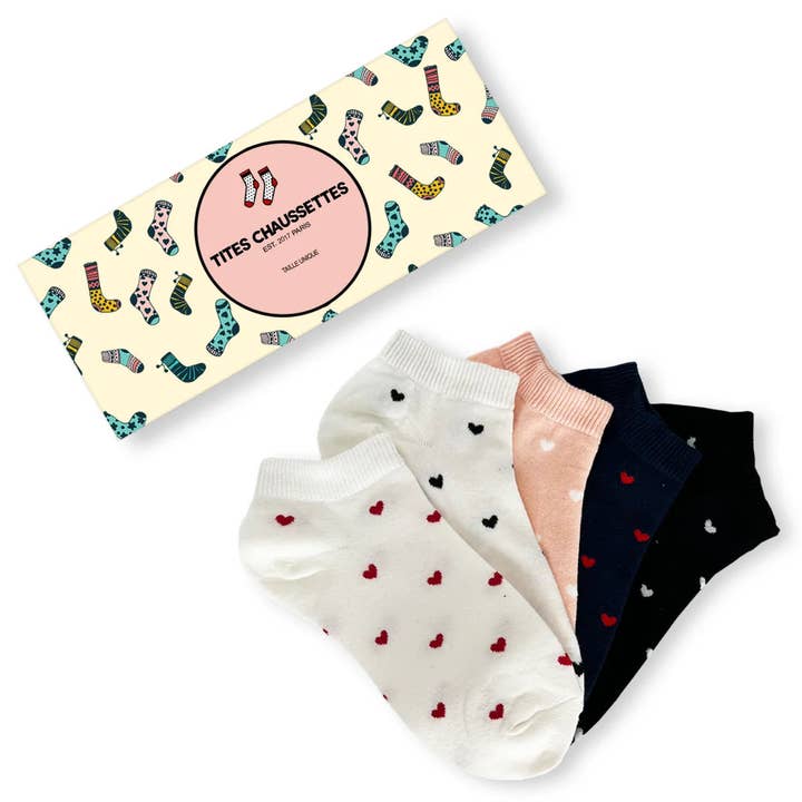 Confezione da 5 Calzini Corti Cuoricini Donna I 35-41 per la vendita all'ingrosso da parte di Tites Chaussettes