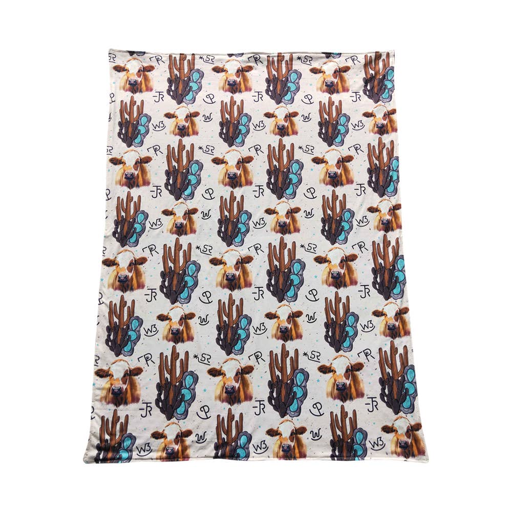 Aier Wholesale - Wholesale Bedding Blanket - Kids & Baby - Baby kids Western Cactus Cow Minky Blankets3