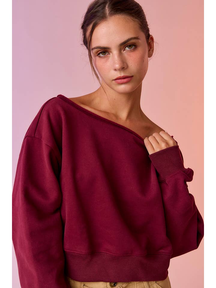 Papermoon - Wholesale Sweatshirt - Women's - PT17835 - Alina Off Shoulder Cropped Sweatshirt9