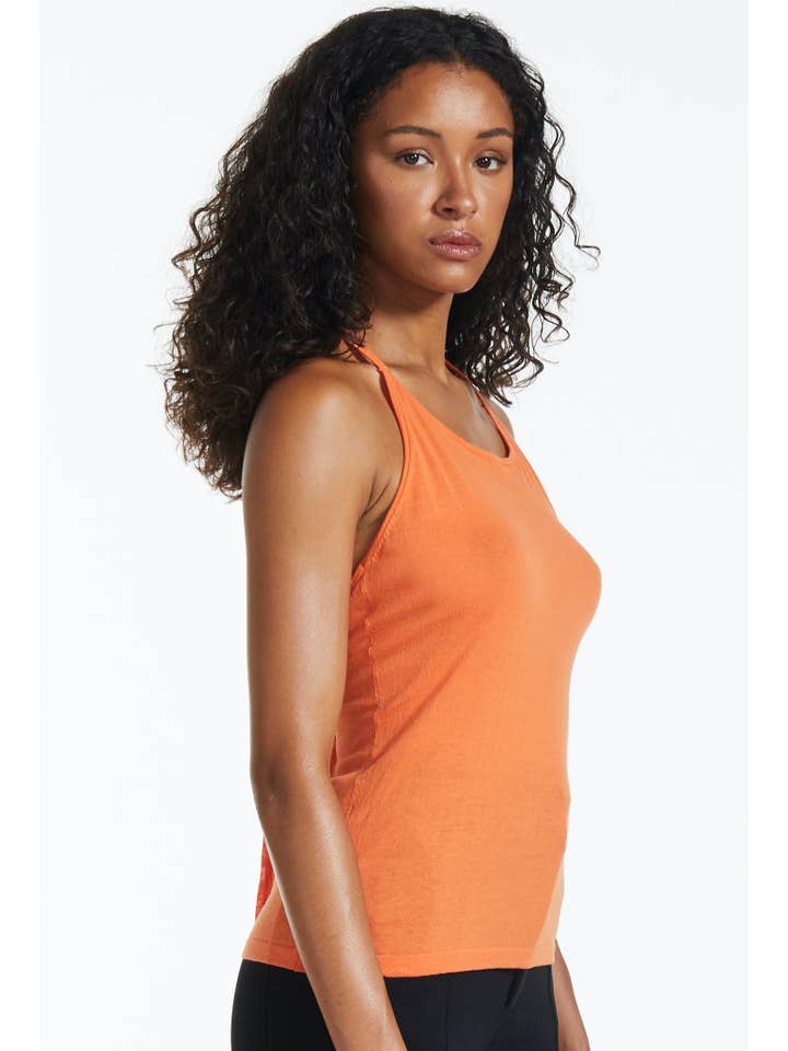 Orange Self-Tie Halter Knit Tank with Back Straps for wholesale on Faire1