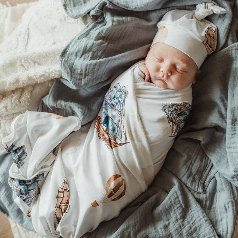 SNUGGLY JACKS - Wholesale Swaddle set – Baby - Dreamers Jersey Swaddle Stretch Wrap & Beanie Set3