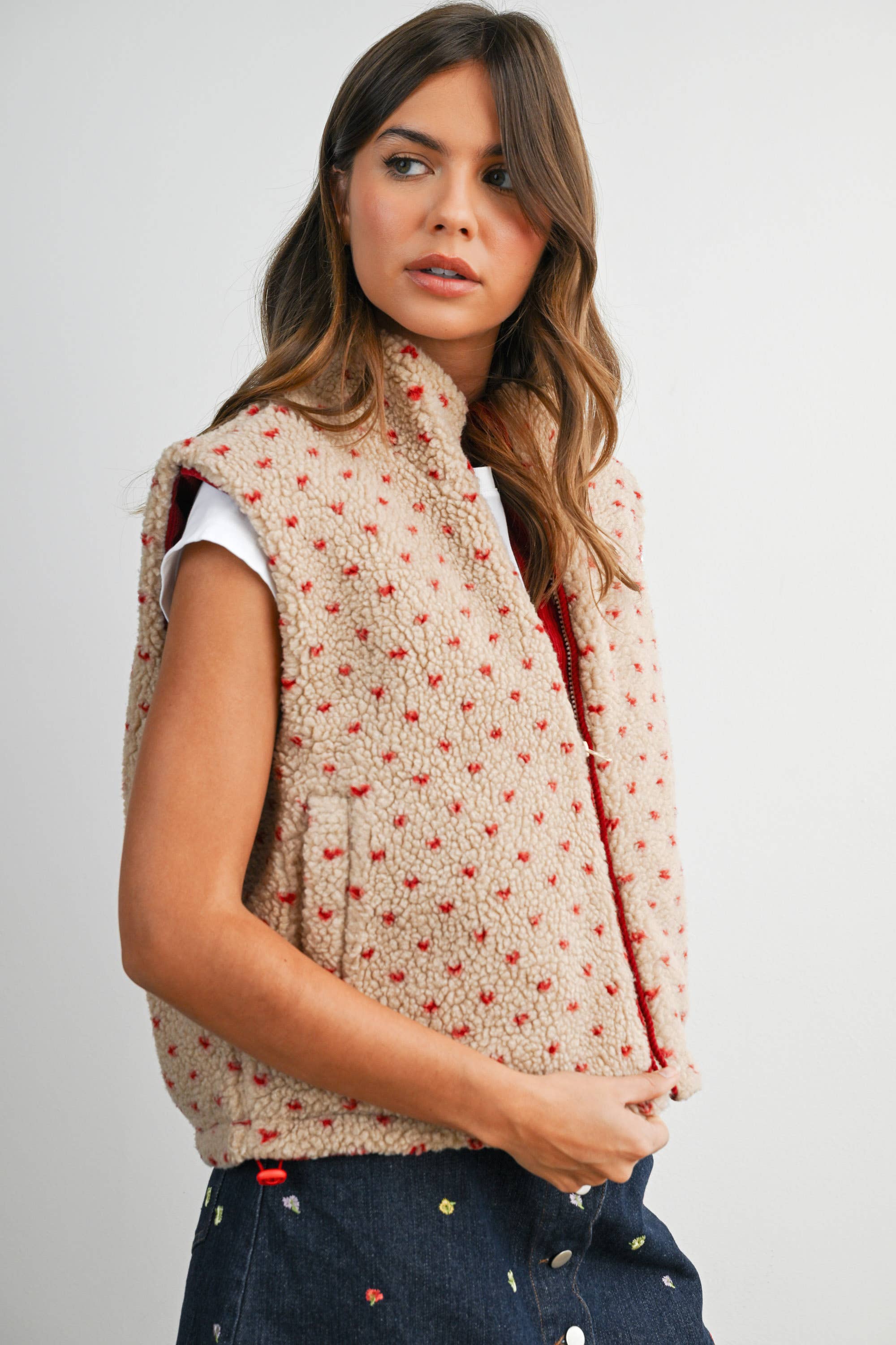 BUTTERMELON - Wholesale Jacket - Women's - Floral Fleece Sleeveless Vest - BMJ784940