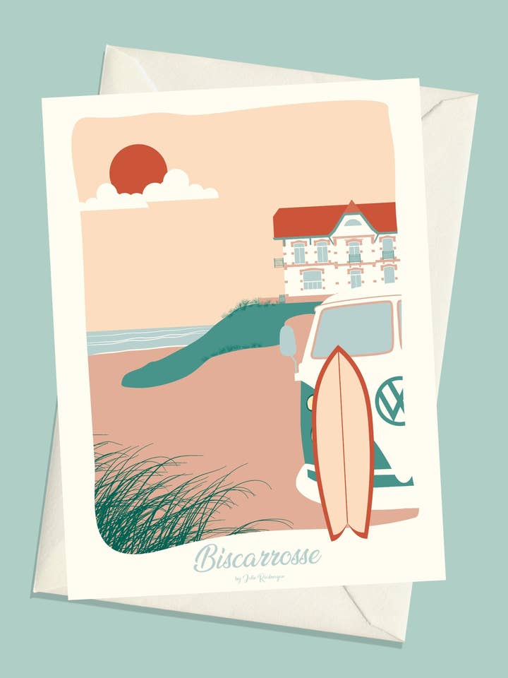 Postcard BISCARROSSE, The Beach for wholesale by Julie Roubergue