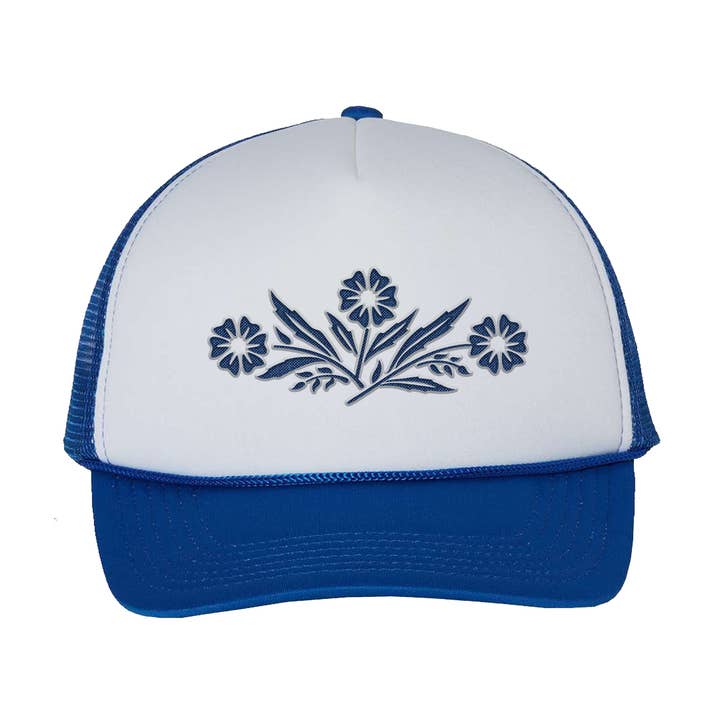 Corning Wear Trucker Hat - Royal Blue Corningware Design for wholesale by Calm Down Caren