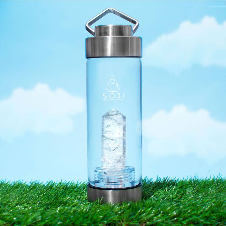 Clear Quartz Crystal Elixir Water Bottle for wholesale by SOJI ENERGY