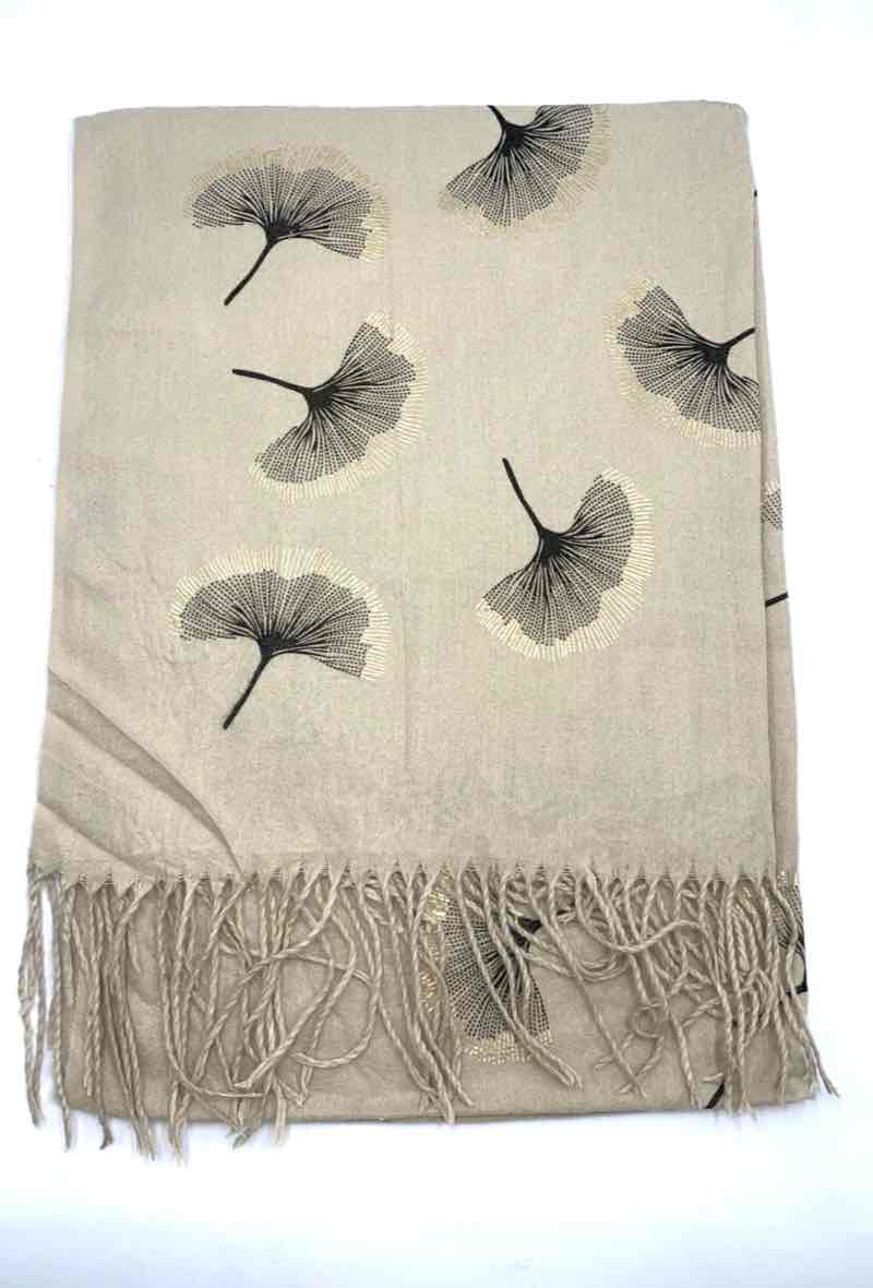 LINETA - Wholesale Scarf - Women's - Gingko Leaf Pattern Soft Scarf36