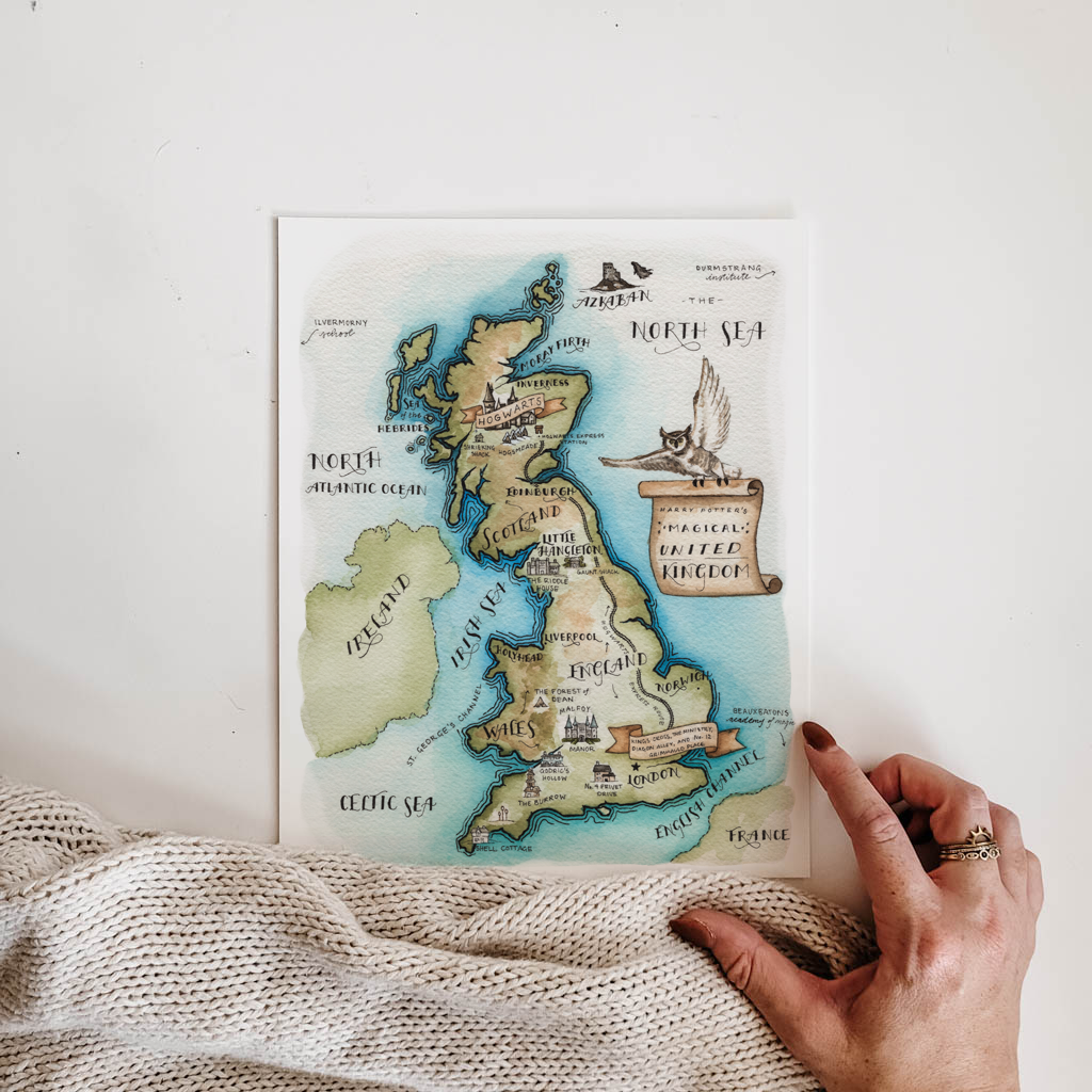 Paper Trees Studio LLC - Wholesale Kunstprint - Harry Potter-kaart van het Verenigd Koninkrijk1