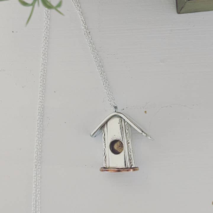 Spoon Jewelry By Emily - Wholesale Pendant/Charm Necklace - Upcycled Silverware Birdhouse Necklace – Handmade Farmhouse