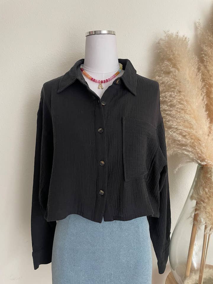 CROPPED BUTTON DOWN SHIRT for wholesale by ACOA COLLECTION