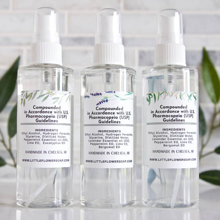 The Little Flower Soap Co - Wholesale Hand Sanitizer - Hand Sanitizer Spray 4oz Bottle - White Thyme & Rosemary9