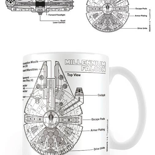 Pyramid International - Wholesale Coffee Mug - Star Wars (Millennium Falcon Sketch)