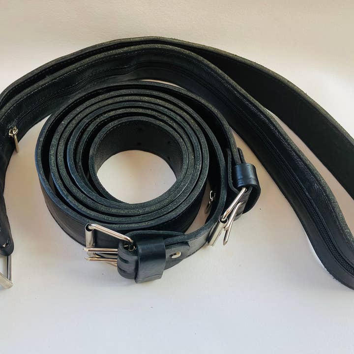 Black Money Belt, Security Belt, Leather Travel Belt for wholesale on Faire2