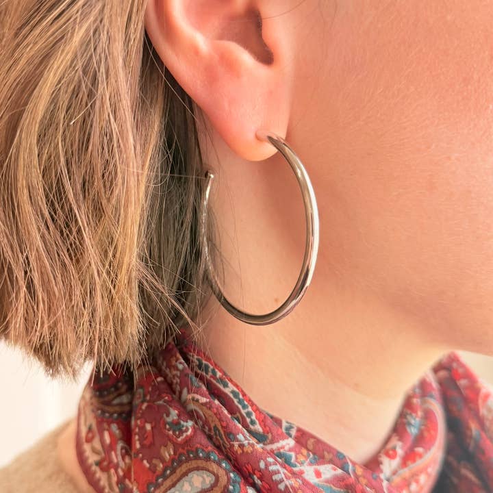 Everyday Large Classic Silver Hoops for wholesale by Little Nell Jewellery