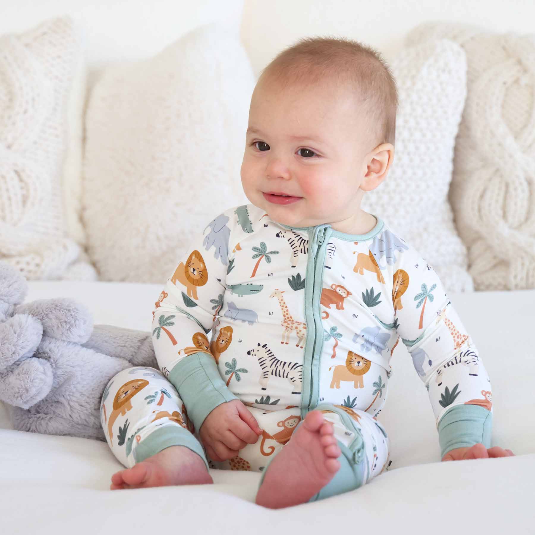 Caden Lane - Wholesale Jumpsuit - Baby - Safari Snuggles Convertible Zip Romper4