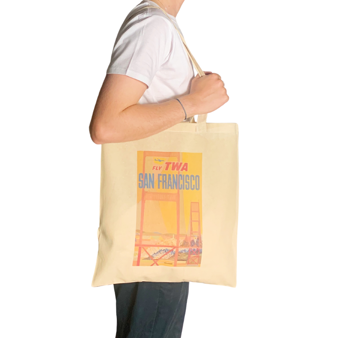 ZZZEBRAAA LIMITED – Engroshandel Tote bag - Unisex – San Francisco Rejse Plakat Mulepose Vintage Art Plakat Kunst2