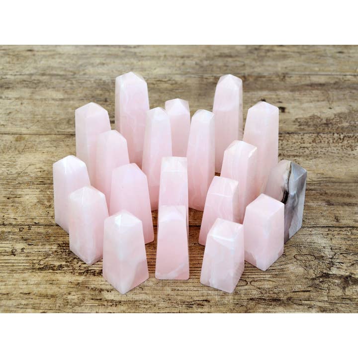 Pink Mangano Calcite Obelisk (6-8 Pcs) 1 Kg Lot for wholesale by Kaia & Crystals