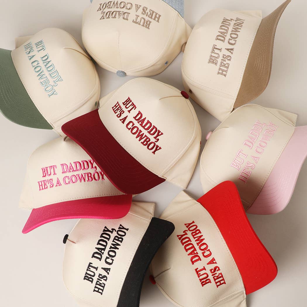 Fashion City – wholesale Truckerkeps – Unisex – MEN PAPPA, HAN ÄR EN COWBOY Broderad Tvåfärgad Truckerkeps8