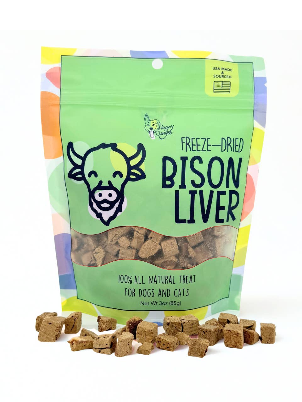 Happy Dingos – wholesale Pet treats – Dog – Freeze-Dried Bison Liver - 3oz